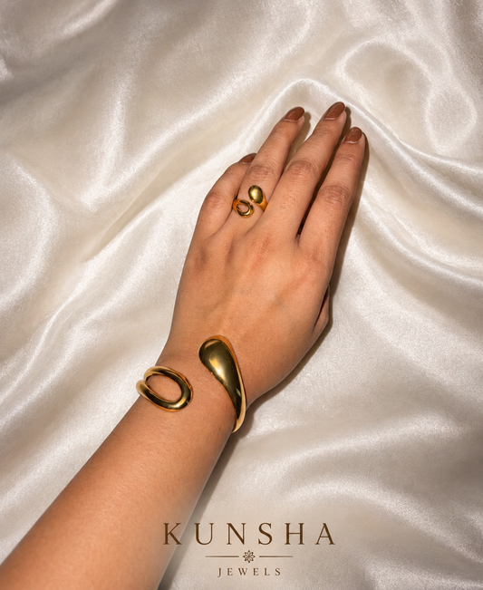 Luna Sculpt Cuff Bracelet And Ring