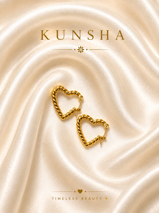 Twisted Heart Hoop Earrings for Women