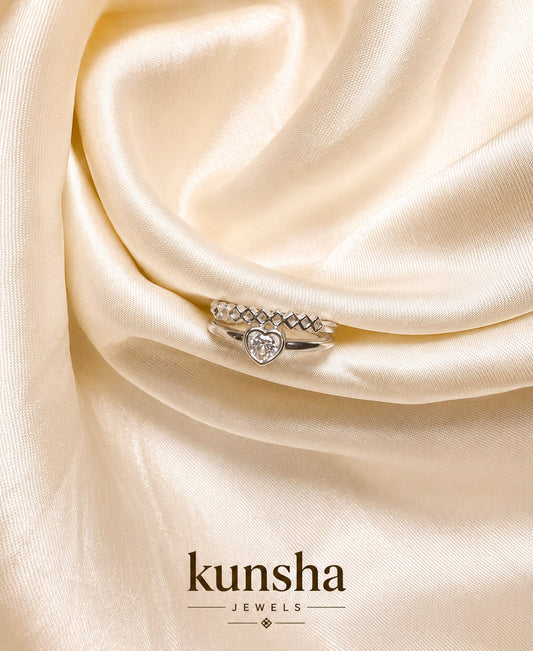 Silver Heart Wrap Adjustable Ring for Women