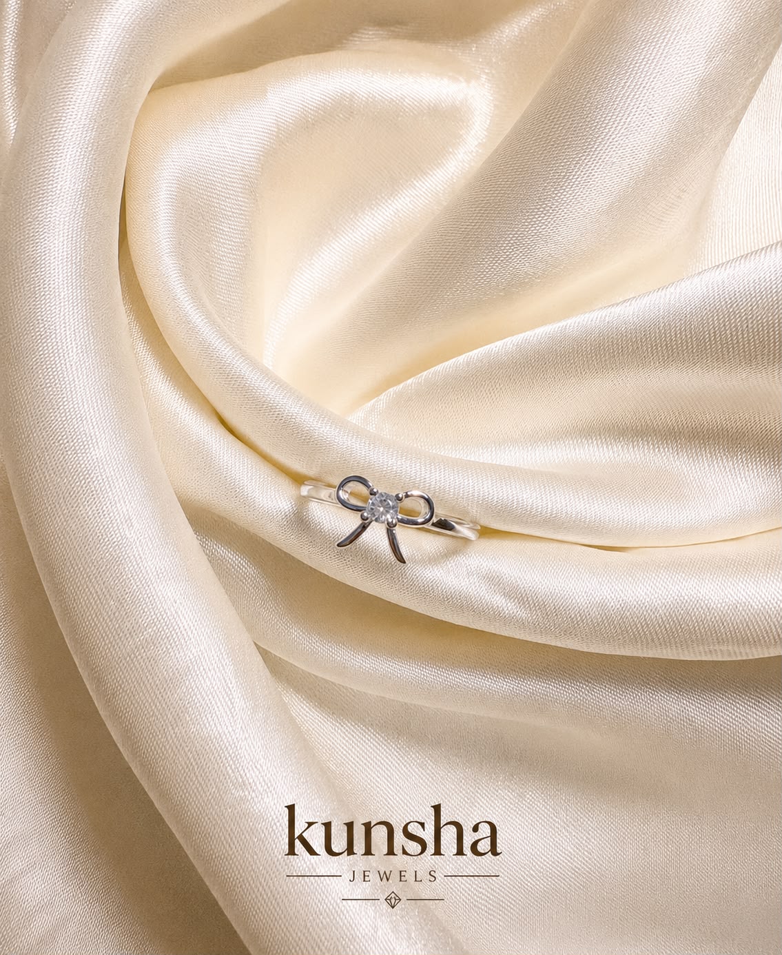 Silver Bow Adjustable Ring for Women