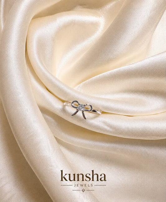 Silver Bow Adjustable Ring for Women