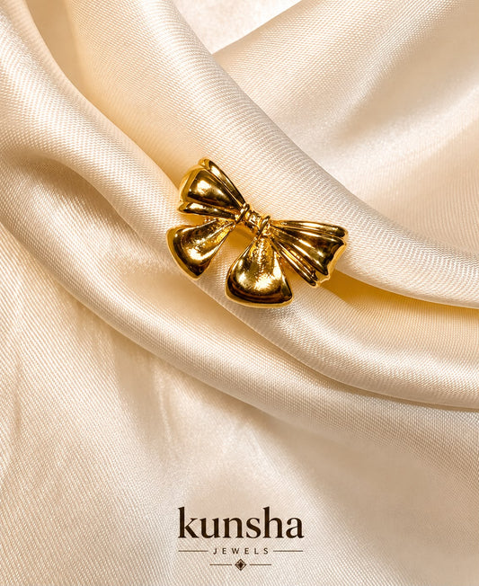Golden Grace Bow Adjustable Ring for Women