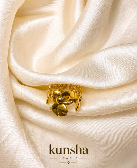 Golden Blossom Adjustable Ring for Women
