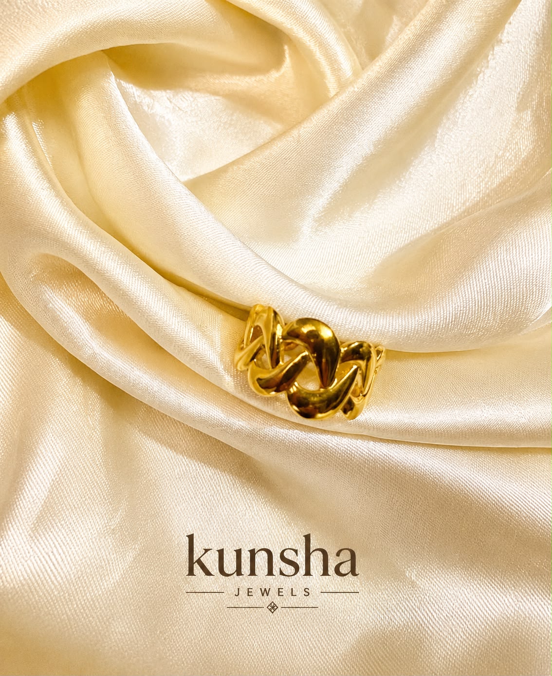 Bold Gold Finish Adjustable Ring for Women
