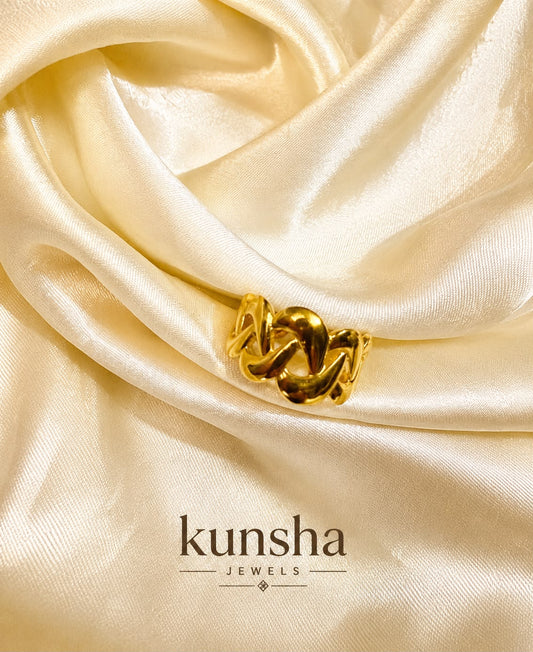Bold Gold Finish Adjustable Ring for Women