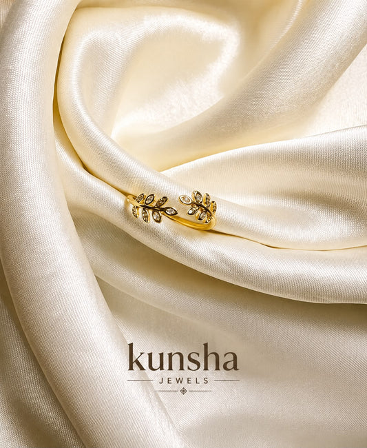 Gold Leaf Adjustable Ring for Women