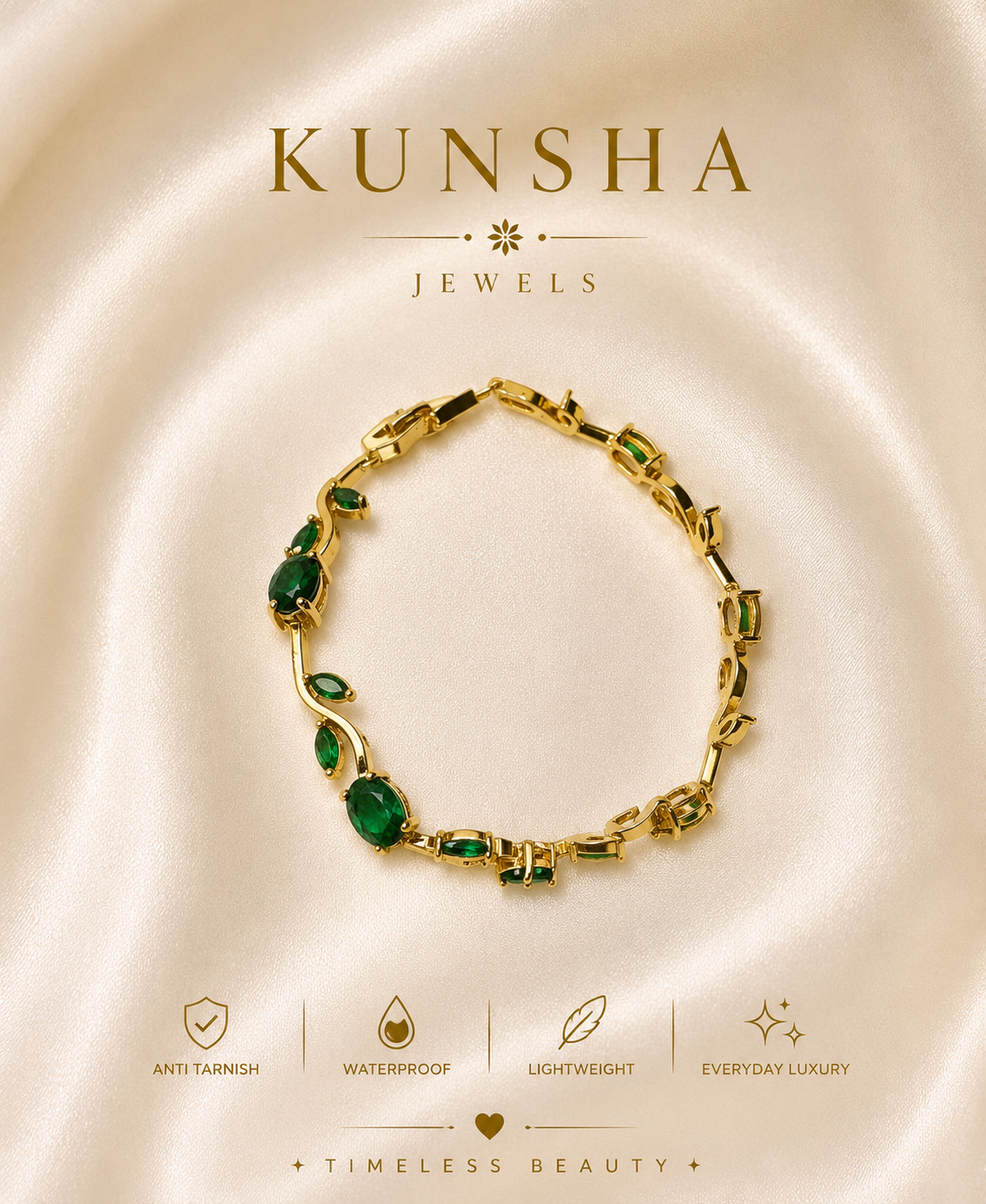 Green Tulip Charm Bracelet for Women