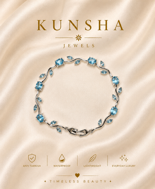 Sea Blue Tulip Charm Bracelet for Women