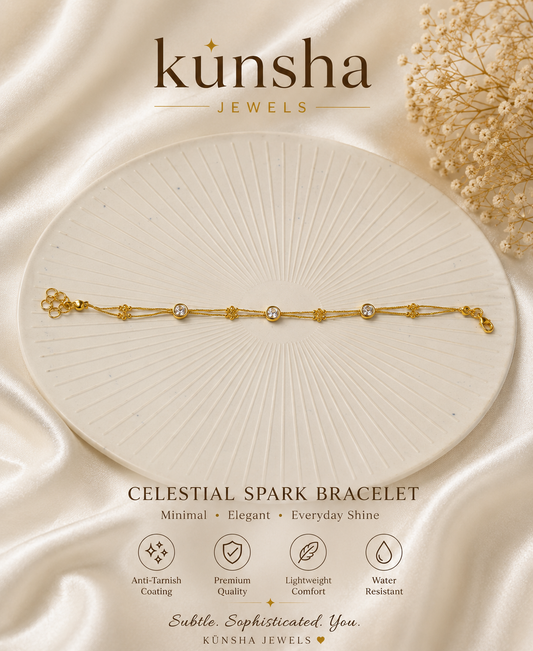Crystal Orbit Bracelet for Women | Anti Tarnish Double Layer Adjustable Bracelet | Kunsha Jewels