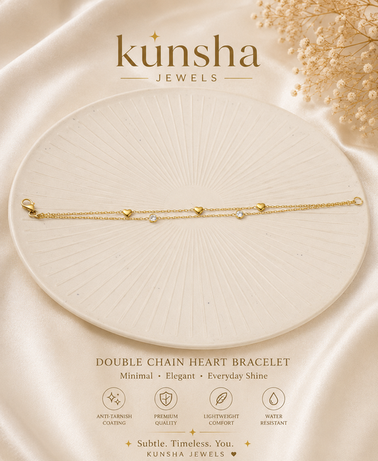 Amour Heart Charm Bracelet for Women | Anti Tarnish Adjustable Gold Bracelet | Kunsha Jewels