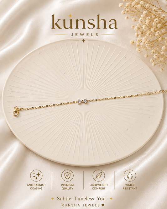 Crystal Bow Bracelet for Women | Anti Tarnish Adjustable Water Resistant Bracelet | Kunsha Jewels