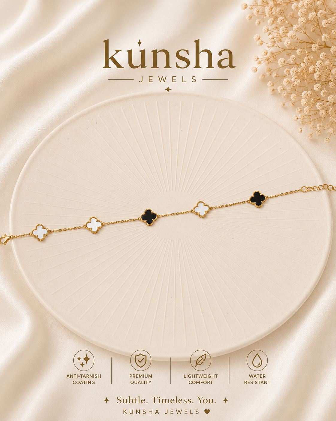 Midnight Clover Bracelet for Women
