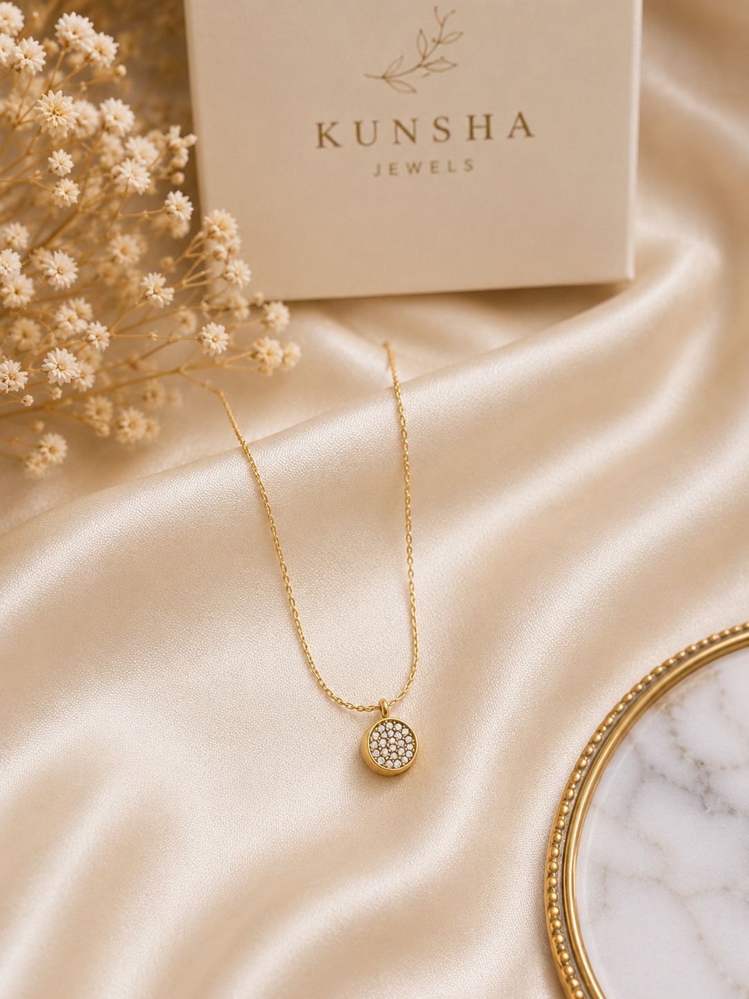 Celeste Crystal Circle Pendant Necklace for Women
