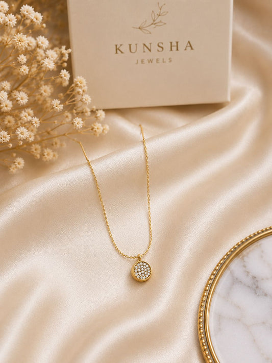 Celeste Crystal Circle Pendant Necklace for Women