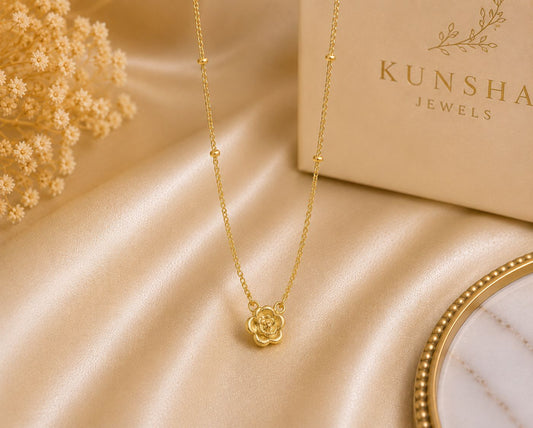 Golden Rose Pendant Necklace for Women